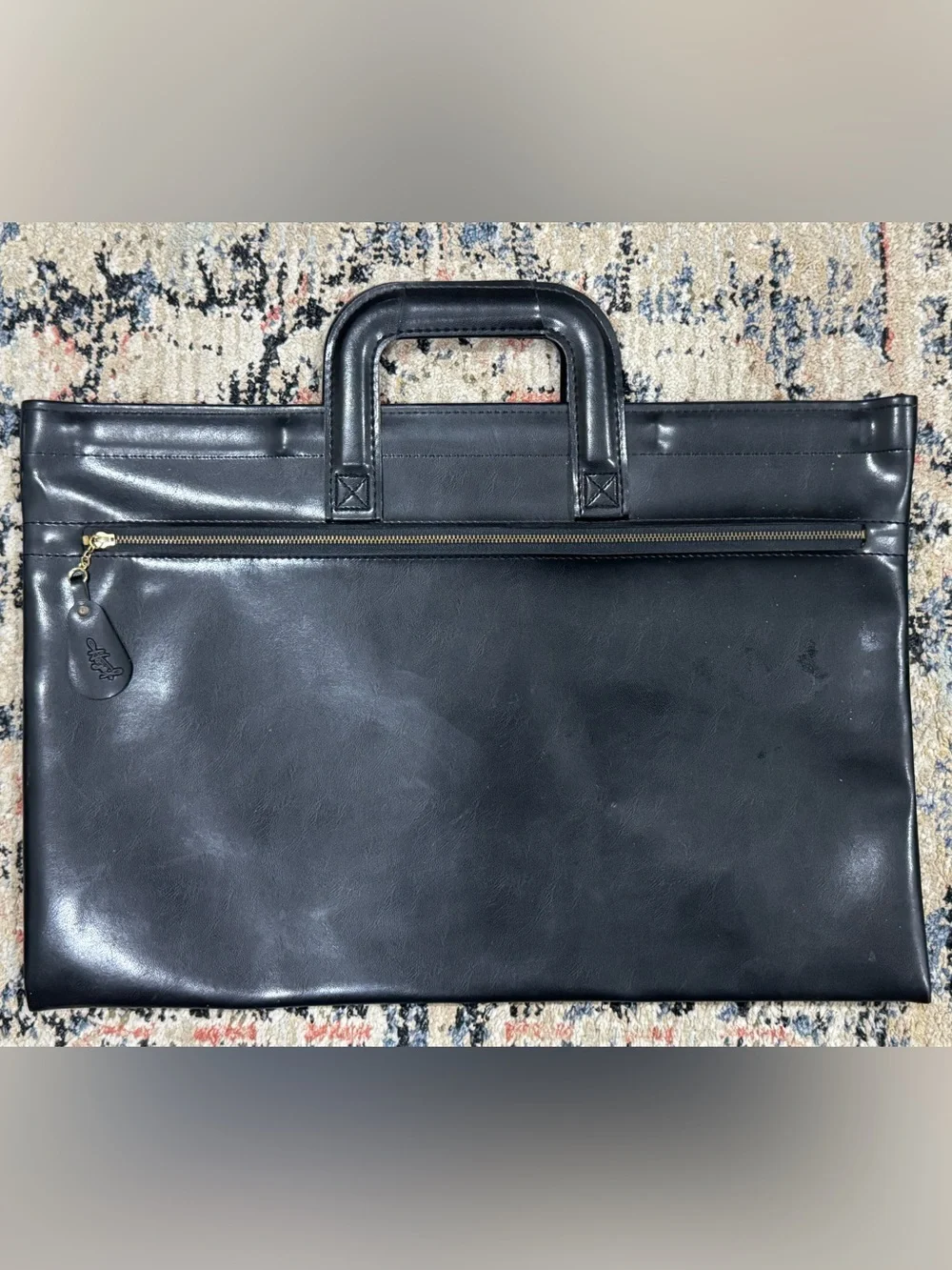 Vintage Hazel Black Document Briefcase Portfolio Bag Attache Case Leather 17